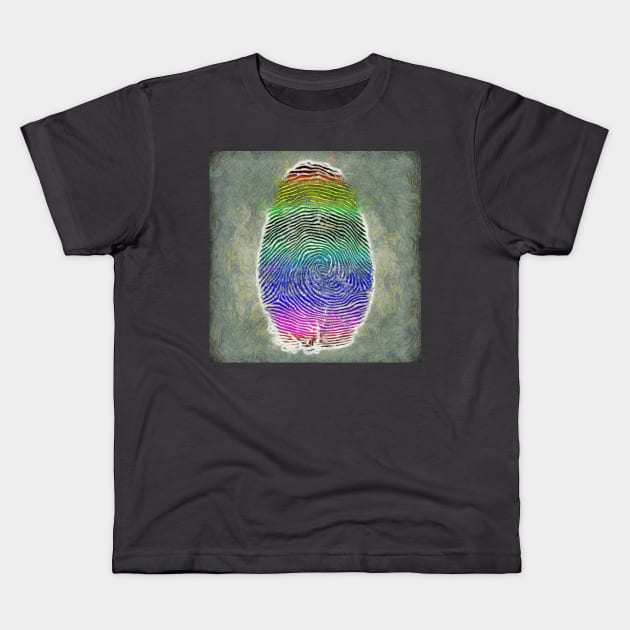 Rainbow Fingerprint Kids T-Shirt by rolffimages